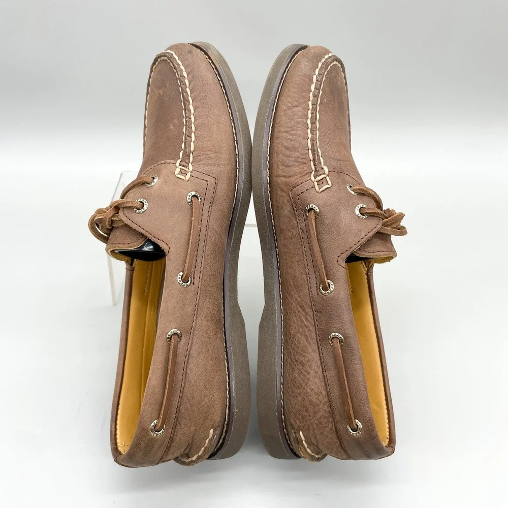 Sperry Mens 9.5 Gold Cup Authentic Original Brown Leather Boat Shoes Preppy